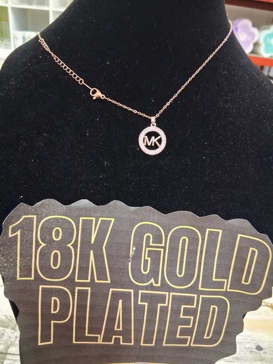 Michael Kors Jewelry - Michael Kors Rose Gold Circle MK Pendant Necklace with Pavé Accent